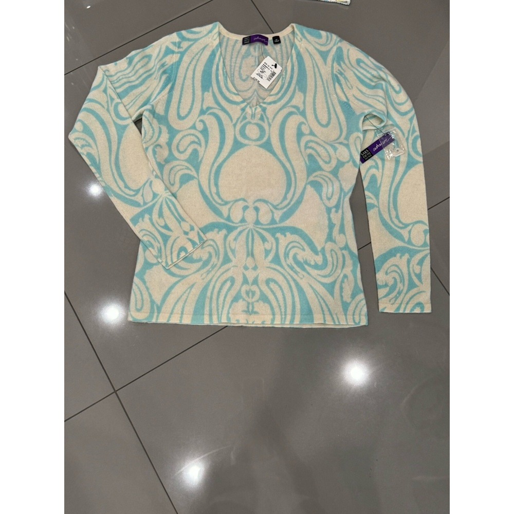 Saks Fifth Avenue Long Sleeve Cashmere Top Sweater Size Medium $270